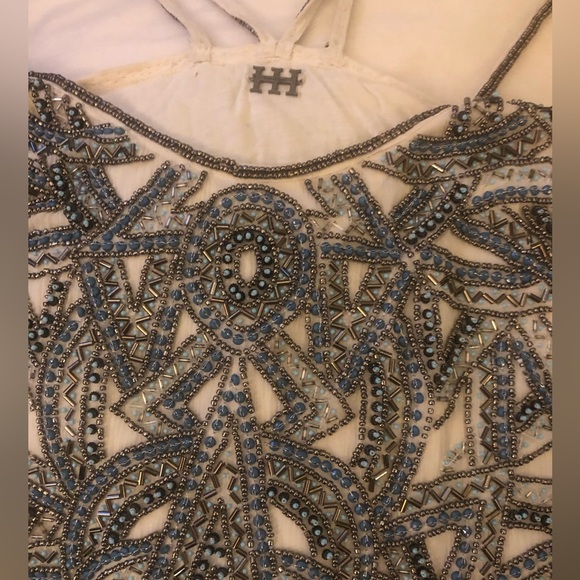 Haute Hippie light blue and silver beaded crop top - xs - Picture 4 of 4